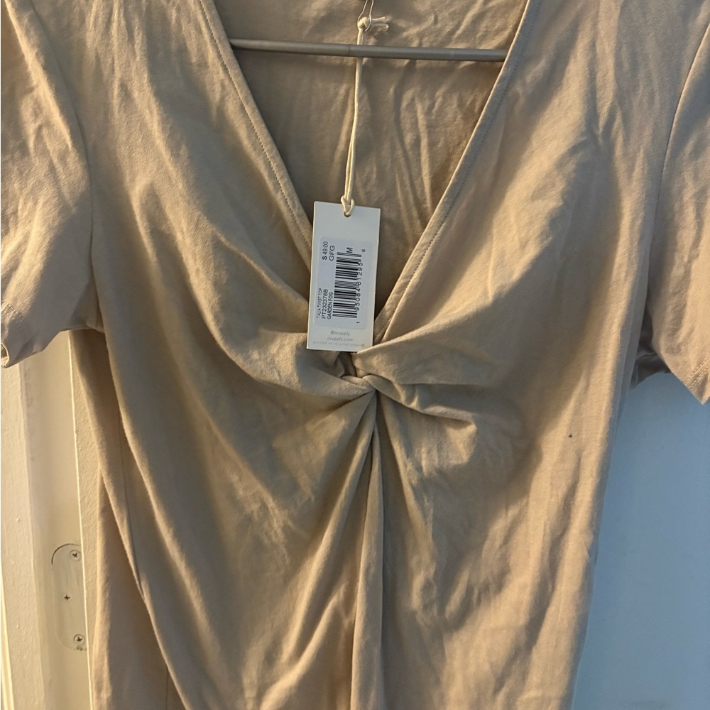 Z Supply Beige Twist Front Blouse